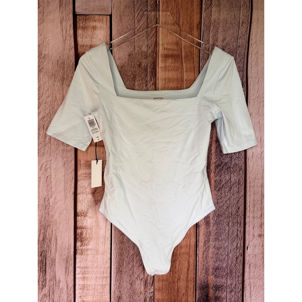 Babaton Contour Half Sleeve Bodysuit Iceberg Blue Minimalist Size Medium NWT